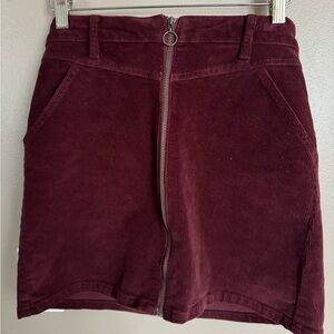 Women's Burgundy Corduroy Skirt